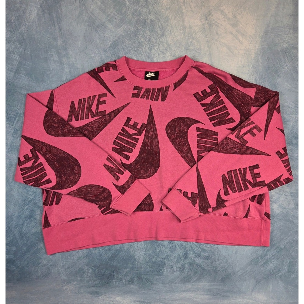 Nike Icon Clash Women's Sweatshirt 3X Magenta Pink Swoosh Fleece DB5994-665
